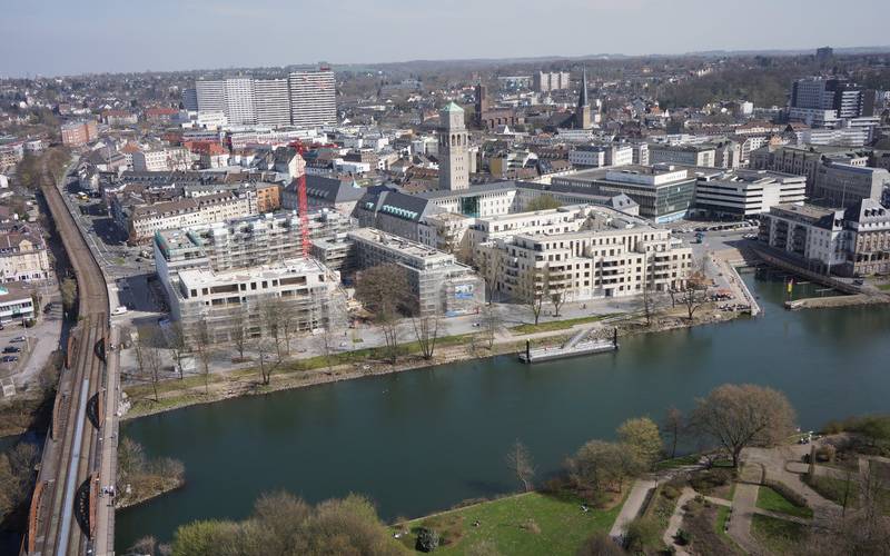 Mülheim Luftbild Ruhrbania MüGa