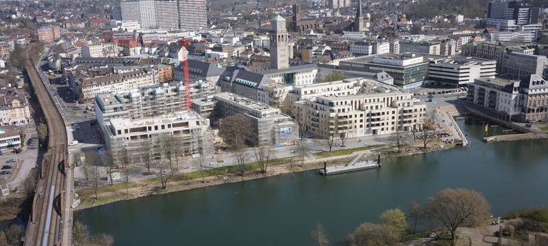 Mülheim Luftbild Ruhrbania MüGa