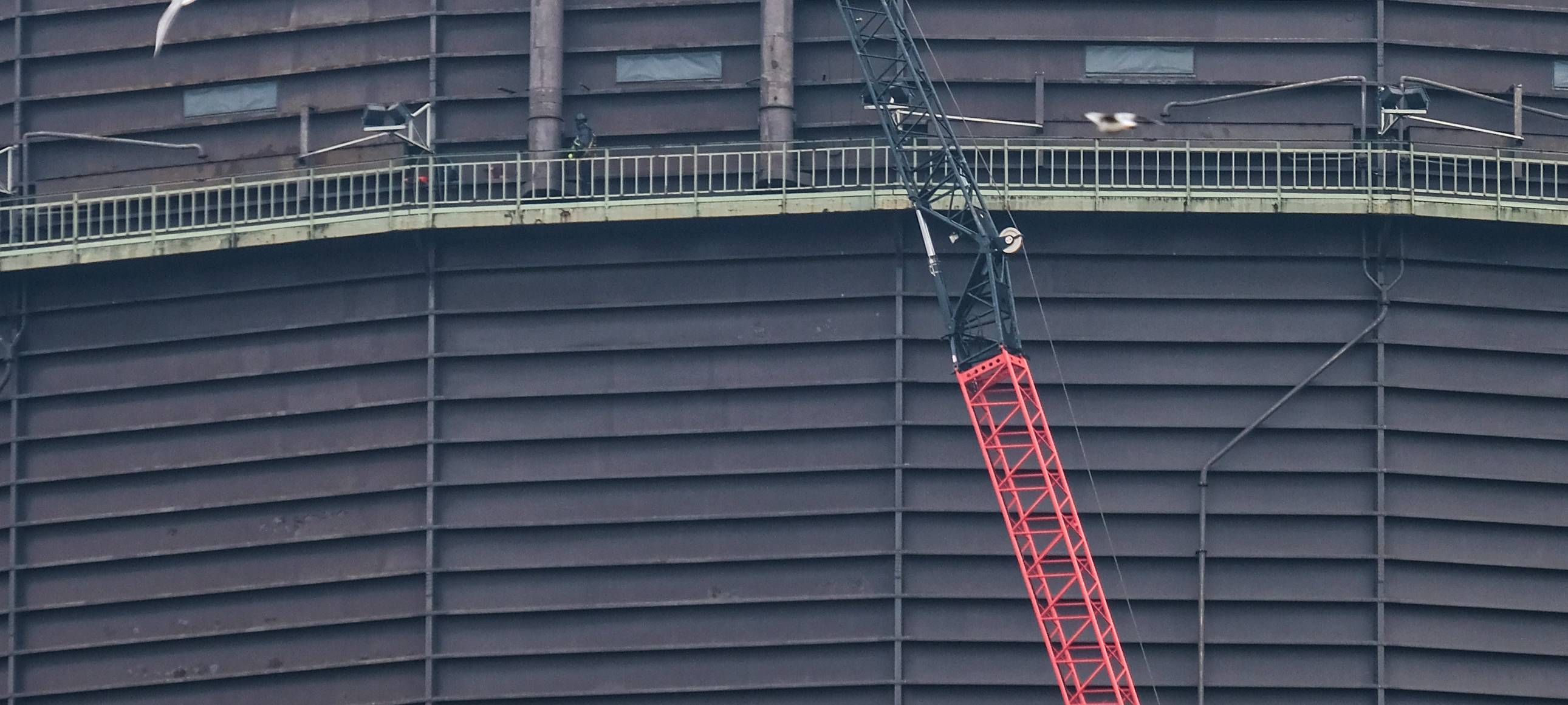 Gasometer wird komplett eingerüstet