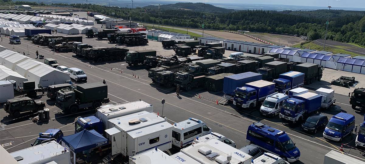 Das THW-Hilfs- und Koordinationszentrum am Nürburgring